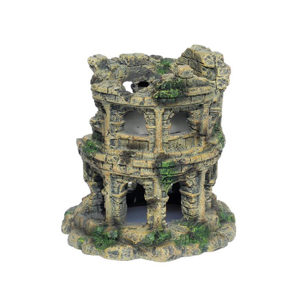 Balacoo Aquarium Ornaments Resin Roman Colosseum Aquarium Supplies for Theme Decorations Fish Tank Aquatic Plants Accessories Landscape