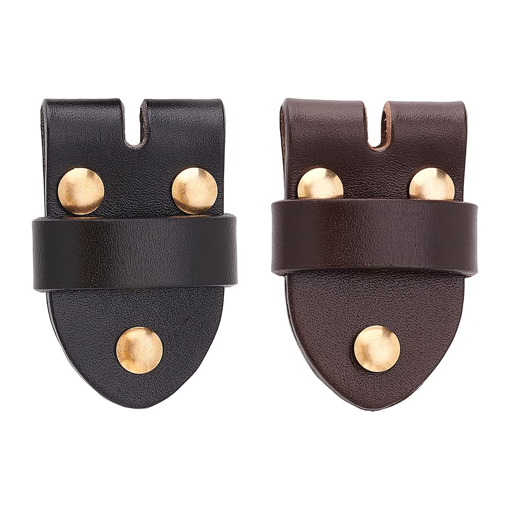 FINGERINSPIRE 2 Pcs Men's Pin Buckle Head 66.5x45x21mm Black & Brown Retro Belt Buckle with Brass Screw Rivets Leather Belt Replacement Link Buckle Belt Head for DIY Leather Craft Sewing Accessories