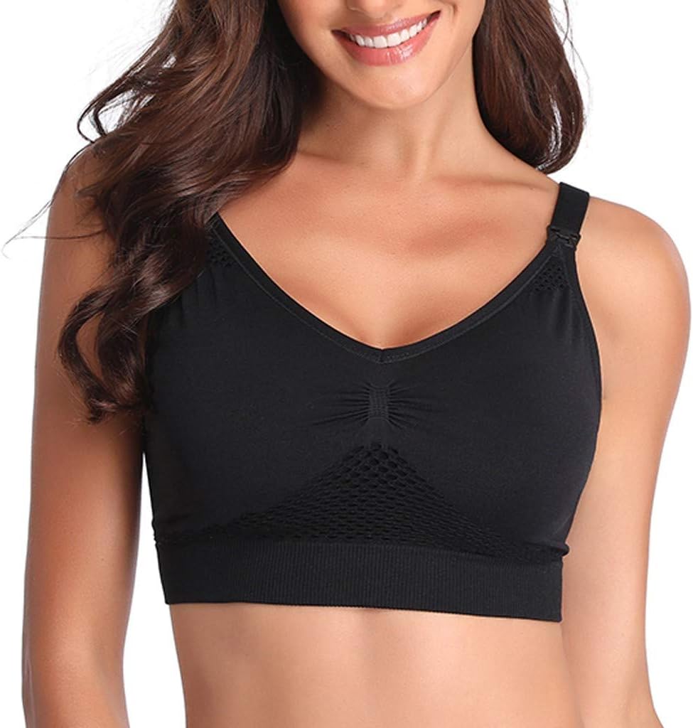 HEETEY Women Feeding Nursing Pregnant Maternity Bra Underwear Hands-Free Open/Drop Nursing Bra Seamless Crossover Breastfeeding Bra Push up Bras