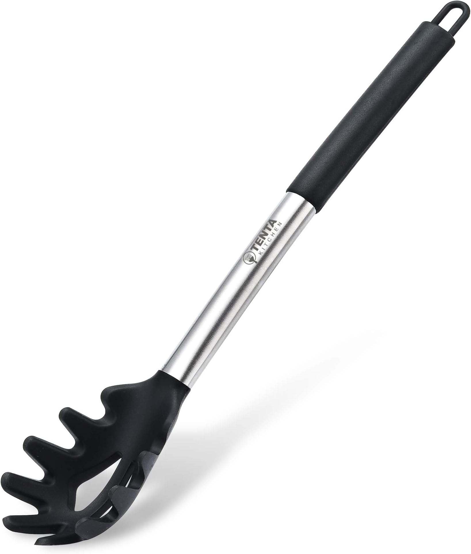 TENTA Kitchen Premium Silicone Spaghetti Server Pasta Spoon Fork Pasta Sever Spaghetti Fork with Stainless Steel Handle