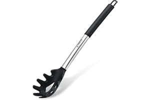 TENTA Kitchen Premium Silicone Spaghetti Server Pasta Spoon Fork Pasta Sever Spaghetti Fork with Stainless Steel Handle