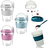 Areste Reusable Parfait Cups With Lids and Spoons - Plastic, On the Go Yogurt Containers With Lids for Granola, Smoothies, Snack Prep, Breakfast - Yogurt Cups With Lid for Oats Cereal (4 Pack, 20 Oz)