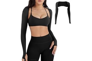 YEOREO Women Crop Top Long Sleeve Bolero Open Front Workout Cropped Shirts Sports Shrug