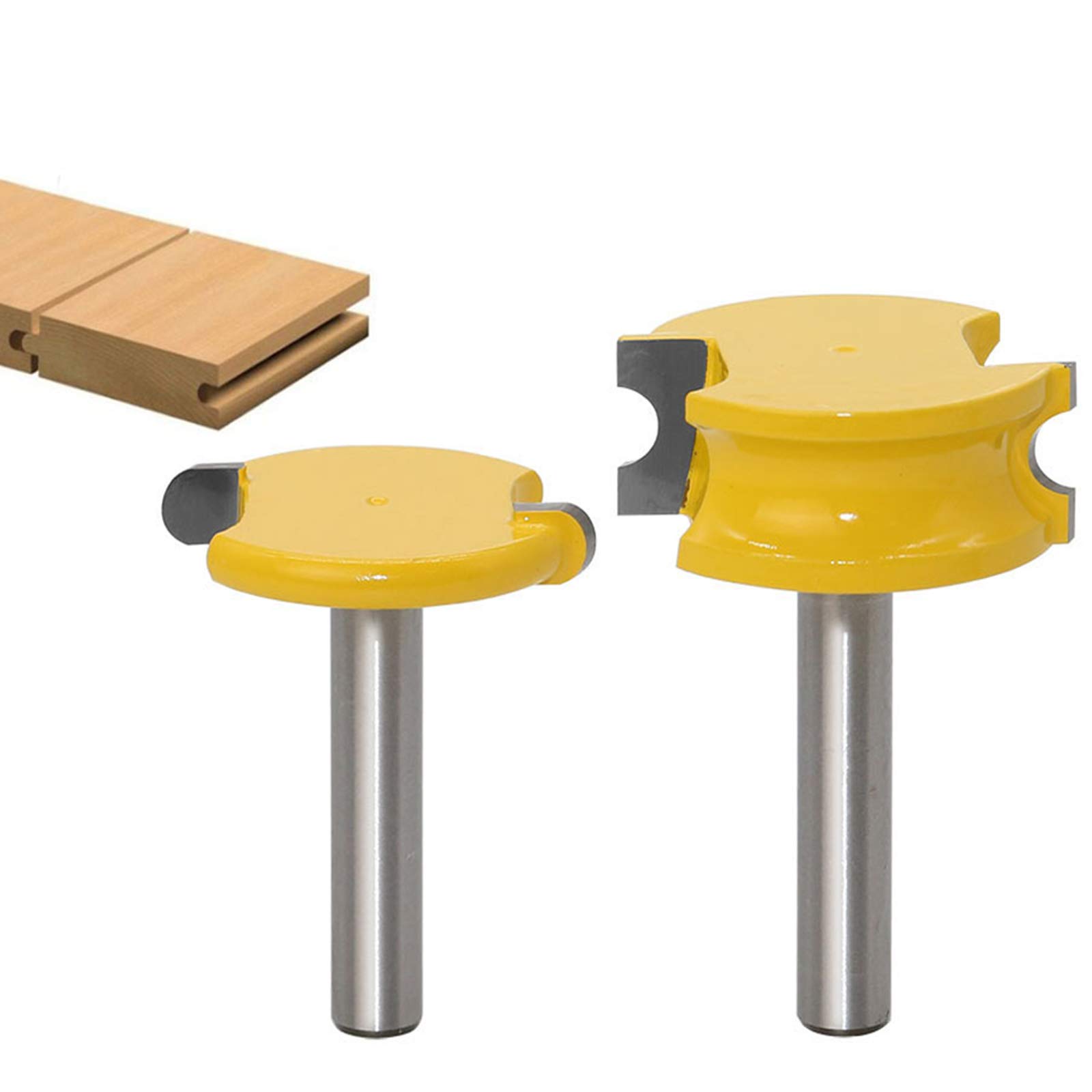 Baorder 2pcs 8mm Shank Canoe Flute and Bead Router Bit Set Wood Tenon Milling Cutter Bits Tools