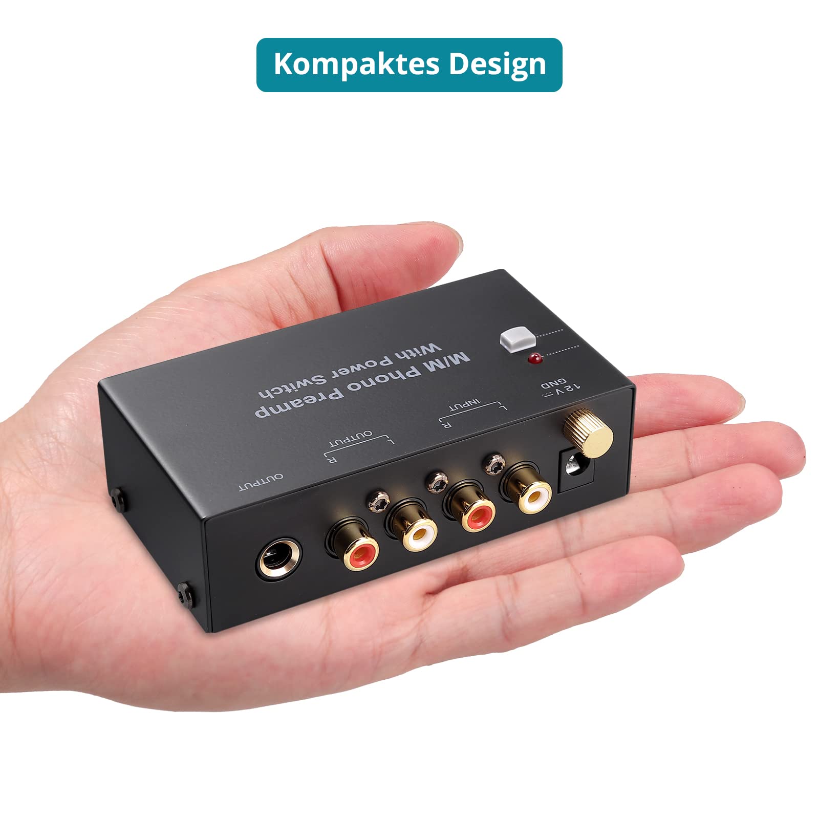 Préampli Phono Stéréo M/M Eklevor | Entrée/sortie RCA + 6.35 Mm | Alimentation 12V Incluse