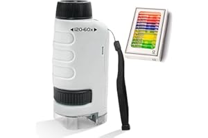 YAMIELO Miniscope Kids, Portable Mini Microscope for Kids, with 12 Microscope Slides (White,1Pack)