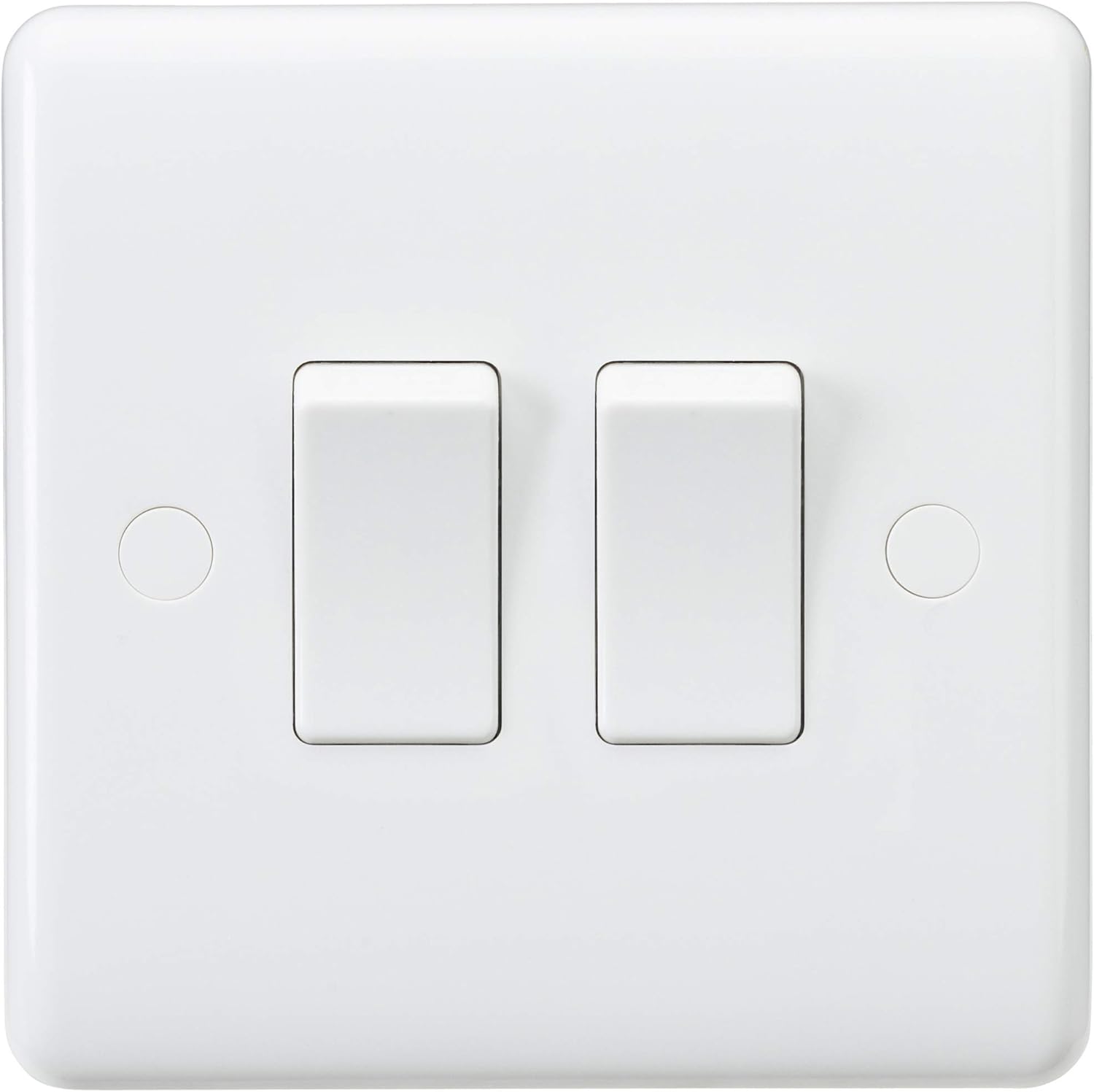 Knightsbridge CU3000 Curved Edge 10 A 2 Gang 2 Way Switch, 230 V, White, Light Switch - 2 Gang