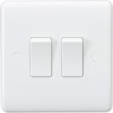 Knightsbridge CU3000 Curved Edge 10A 2 Gang 2 Way Switch 230V White view 1