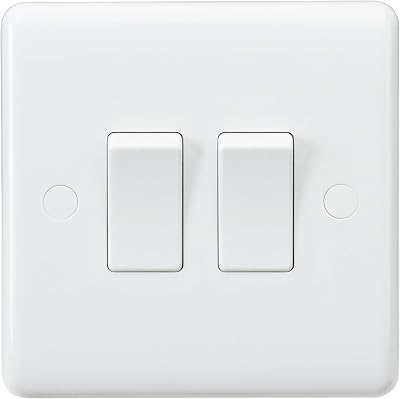 Knightsbridge CU3000 Curved Edge 10A 2 Gang 2 Way Switch 230V White