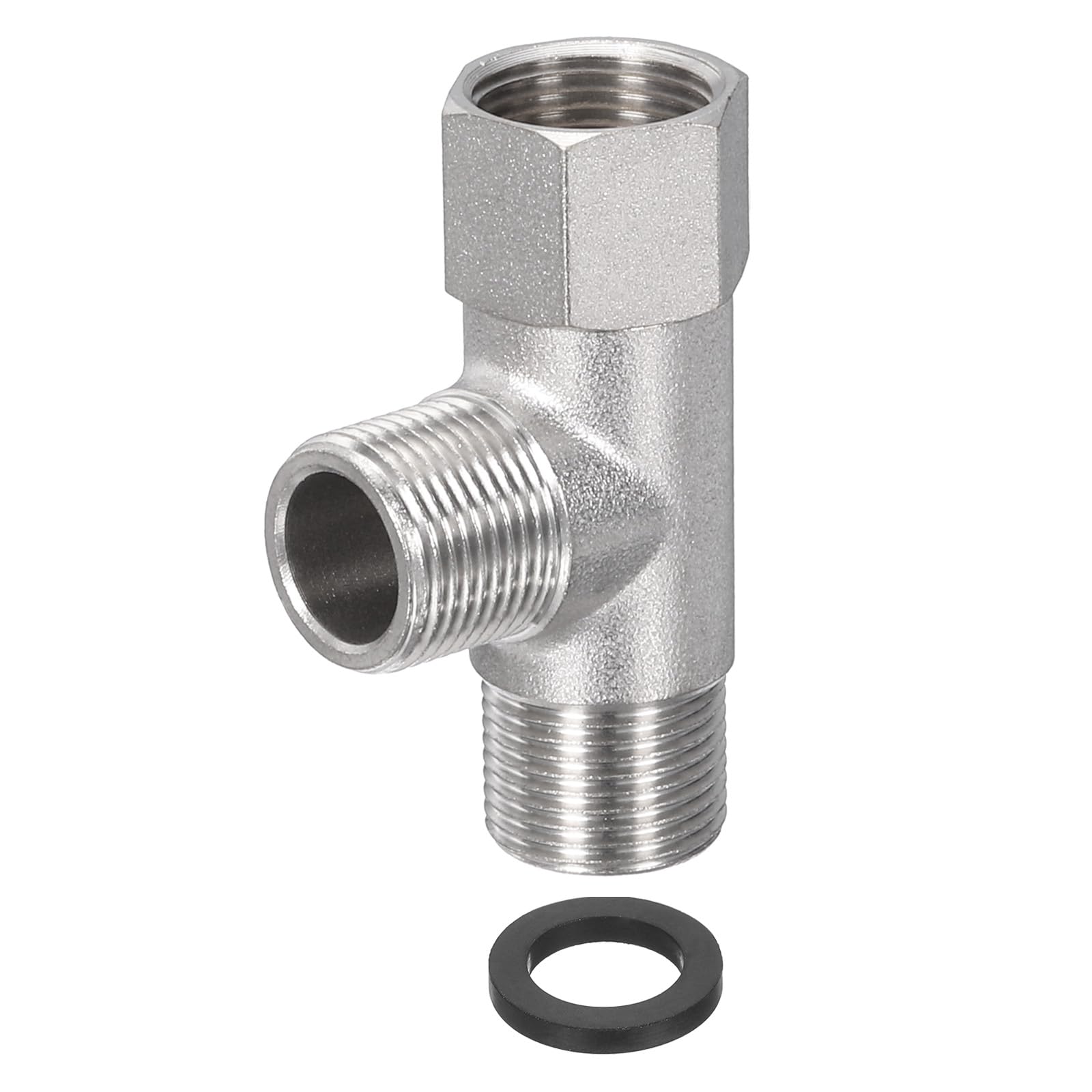 Photo 1 of PATIKIL 9/16" and G 9/16 Polished Bidet T Valve Adapter, 1 Set Brass Coated Nickel 3 Way Adapter or Shower Diverter Valve for Bidet Valve Shower Hose Connector