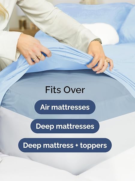 EXTRA DEEP QUEEN SHEET SET – 6 PIECE BREATHABLE AND COOLING SHEETS – HOTEL LUXURY BEDDING FOR WOMEN, MEN, KIDS & TEENS – EASY SECURE FIT – SOFT, WRINKLE FREE & COMFY – EXTRA DEEP POCKETS – LIGHT BLUE