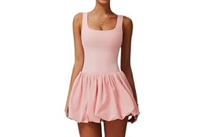 QBGJTD Womens Tennis Golf Dress with Built-in Bra Shorts Backless Square Neck Mini Puffy Skirt Athletic Dresses with Pockets