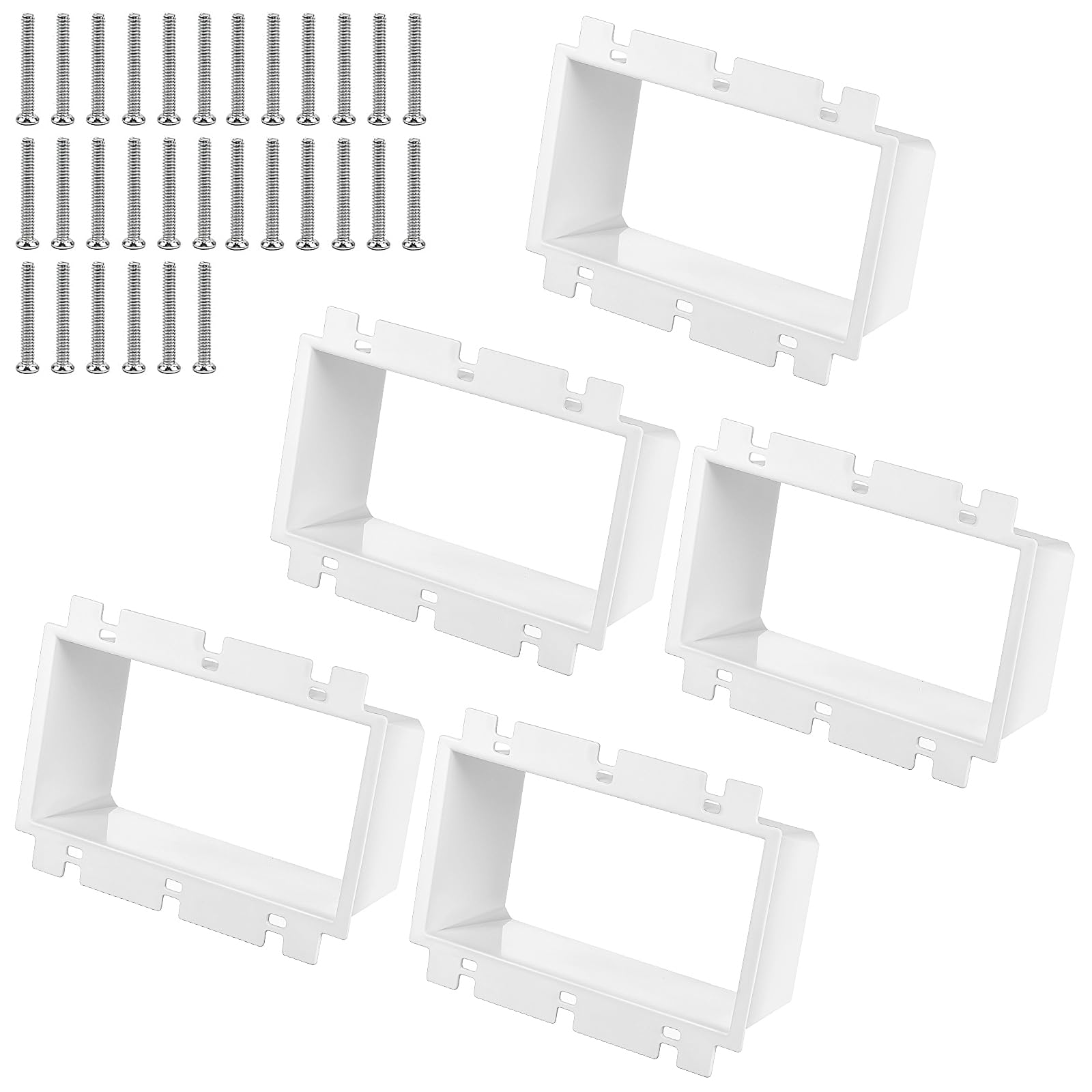 Photo 1 of 5Pcs BE3-3 Electrical Box Extender with 30Pcs Screws, Outlet Box Extender Receptacle Extender 3 Gang Electrical Box for Electrical Box and Electrical Outlet Switches(White)