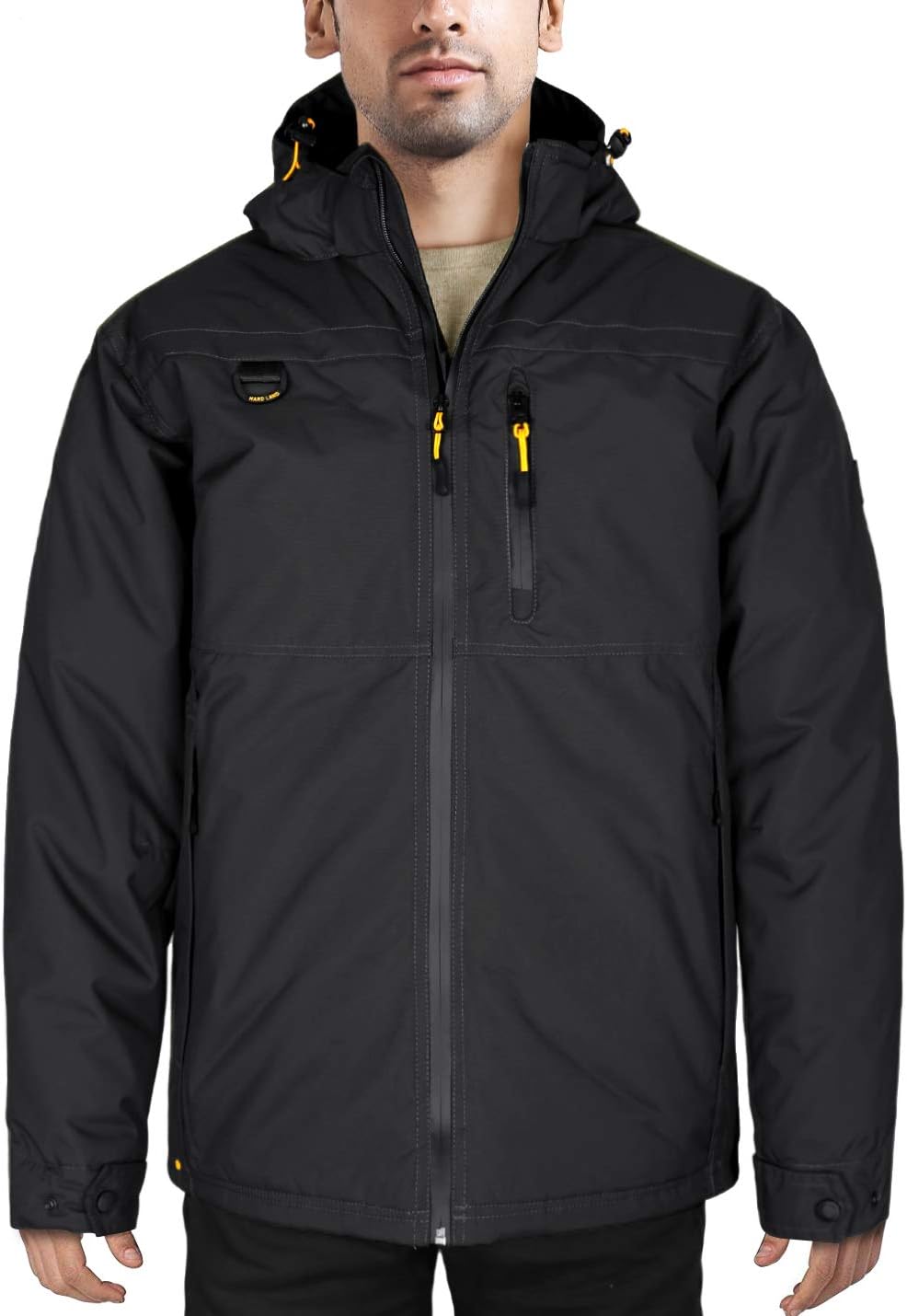 HARD LAND Men’s Down Winter Coats Waterproof Parka Work Jacket with Removable Hood