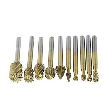 Muzuzi 10pcs 3mm Drehfeile Kopf Titanium Beschichtete