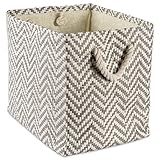 DII Woven Paper Storage Basket or Bin, Collapsible & Convenient Home Organization Solution for Office, Bedroom, Closet, Toys, & Laundry (Medium – 15x10x12”), Gray Chevron