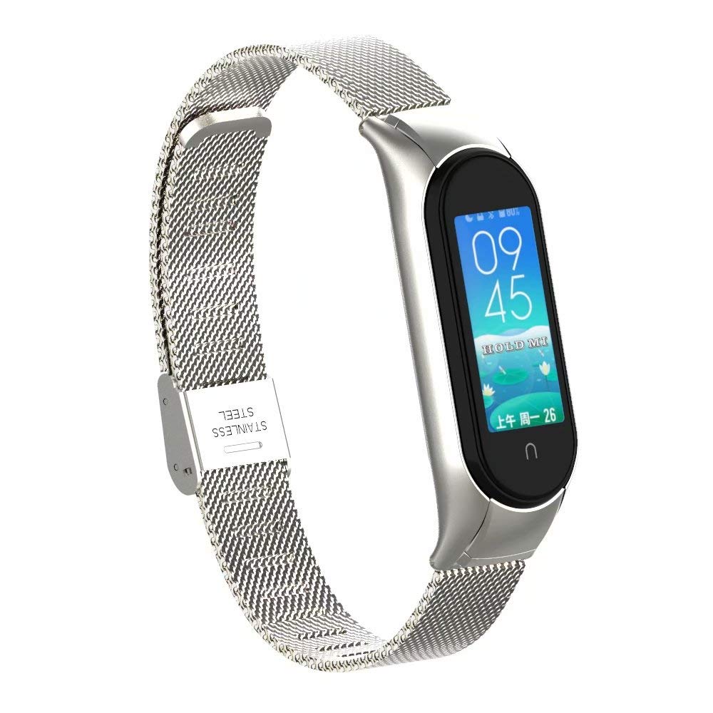 T-BLUER Bracelet Compatible with Xiaomi Mi Band 5/Mi Band 6, Replacement Stainless Steel Strap for Xiaomi Miband 5/Miband 6 Bracelet Accessories for Women Men without Tracker Included