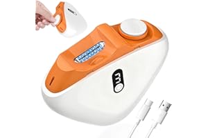 GIANAC Electric Nail Clipper, Upgraded 2 in 1 Nail File Trimmer with Polishing, 3 Speeds Baby Nail Clipper Electric with LED Light and Nail Clip Storage (White-Orange)