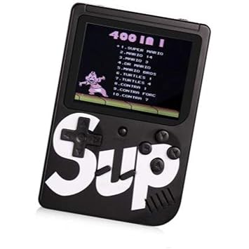 Gadgets Appliances SUP 400 in 1 Games Handheld Classical Video Game Gamebox with TV Output Gaming Console Ideal for Children,Adults 8 GB with Mario, Super Mario, DR Mario, Contra Black