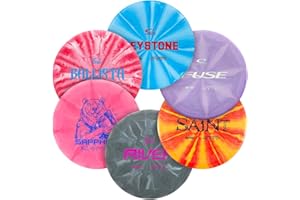 D·D DYNAMIC DISCS Latitude 64 Retro Burst Disc Golf Disc Set (6-Pack) - Perfect for New to Intermediate Players | Includes Keystone, Fuse, River, Saint, Sapphire, Ballista | Grippy Base Plastic | Colors May Vary