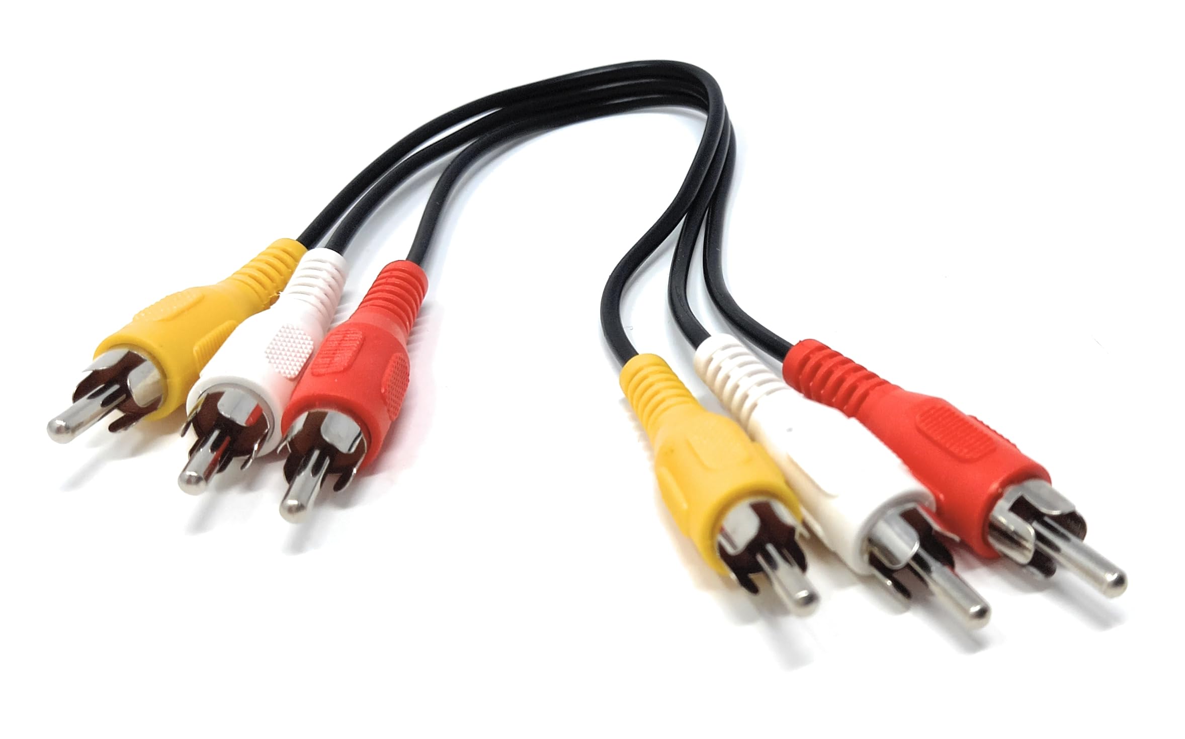 DRUT 25cm Triple 3 x RCA to RCA Phono Plugs to Plugs Composite, Audio Video Male to Male Cable Lead Nickel Contacts 0.8ft