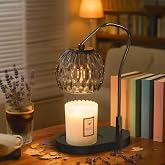 WYghyronic Candle Warmer Lamp with Timer &amp; 4-Level Dimmer, Modern Decor | Flameless Electric Wax Warmer for Jar Candles, Includes 2 Bulbs, Black, Home Decor Gift for Men &amp; Women, Housewarming