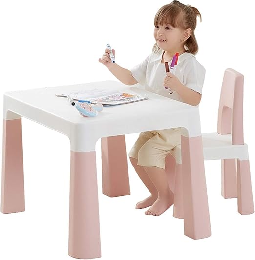 Kids Desk and Chair Set, Wooden Table and 2 Chair Set