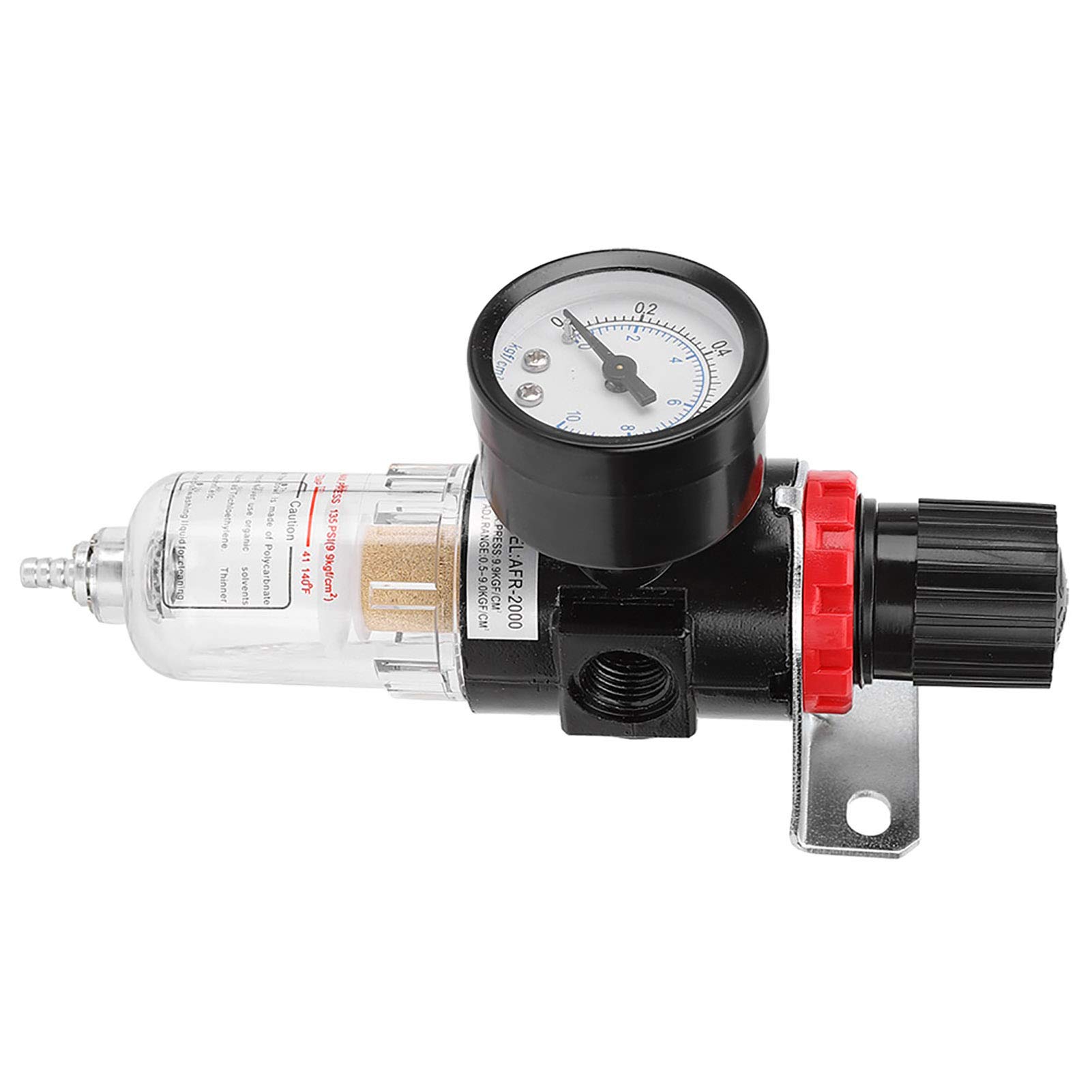 Air Line Filter Regulator, 1/4in Oil-Water Separator Air Compressor Filter Regulator with Pressure Gauge