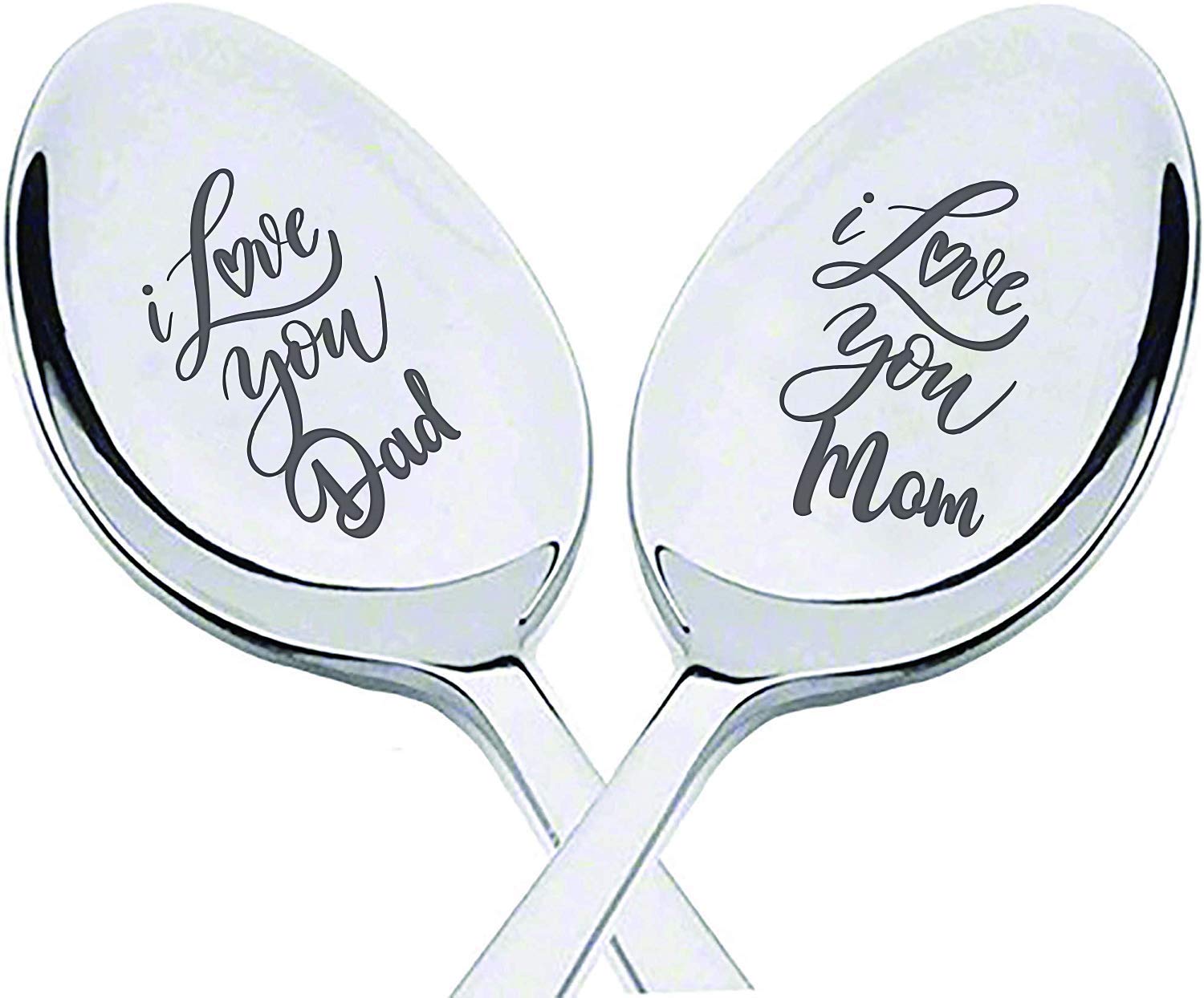 Boston Creative I love you dad mom engraved tea spoon
