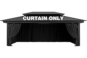 Pakunoda Outdoor Gazebo Curtain Replacement Universal 4-Panel Sidewalls 12' X 20',Outdoor Patio Waterproof Privacy Curtain with Double Zipper for Patio, Canopy, Garden, and Backyard (Curtain Only)