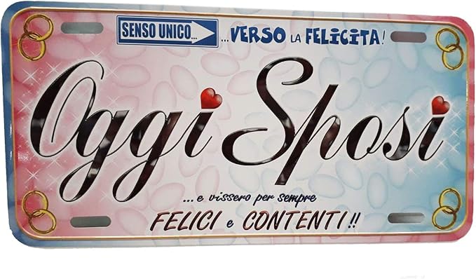 Punto E A Capo Targa Oggi Sposi W Gli Sposi Per Auto In Latta Gadget Per Matrimonio Amazon It Giochi E Giocattoli