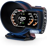 obd2 Gauges Display Car HUD Head Up Display F8,Digital Speedometer for Car | OBD+GPS Gauge, Water Temperature, Voltage, Fuel Consumption, RPM,Multiple Alarm Functions,Plug and Play Suitable for All Car