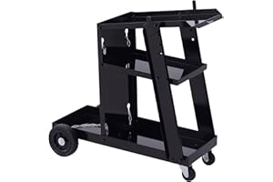 DURHAND 3 Tier Welding Cart Welder Trolley Garage Welding/Plasma Cutter Cart for Tanks Gas Bottles w/Safety Chain Black