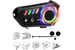 KOQQQ Motorcycle Helmet Speakers, High Battery Life Bluetooth Helmet Headphone, with HiFi Sound, Call Music Contro, Intelligent Noise, IPX8 Waterproof, Compatible with All Helmets