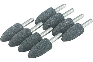 Luo ke 16 mm Cone Shape Grinding Stone - 1/4" Shank Aluminum Oxide Mounted Grinding Stones Sharpening Bits for Rotary Tools Drill (Pack of 8)