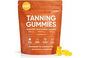 60 Gummiy Tanning Gummies, Daily Use Gentle Enhance Natural Tan for Women & Men