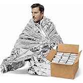 50 Pack Emergency Foil Blankets 51” x 83” – Thermal Mylar Survival Blankets Individually Wrapped for Outdoors, Camping, Hiking, First Aid, Emergency Preparedness & Homeless Outreach