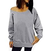Dutebare Women Off Shoulder Sweatshirt Slouchy Shirt Long Sleeve Pullover Tops