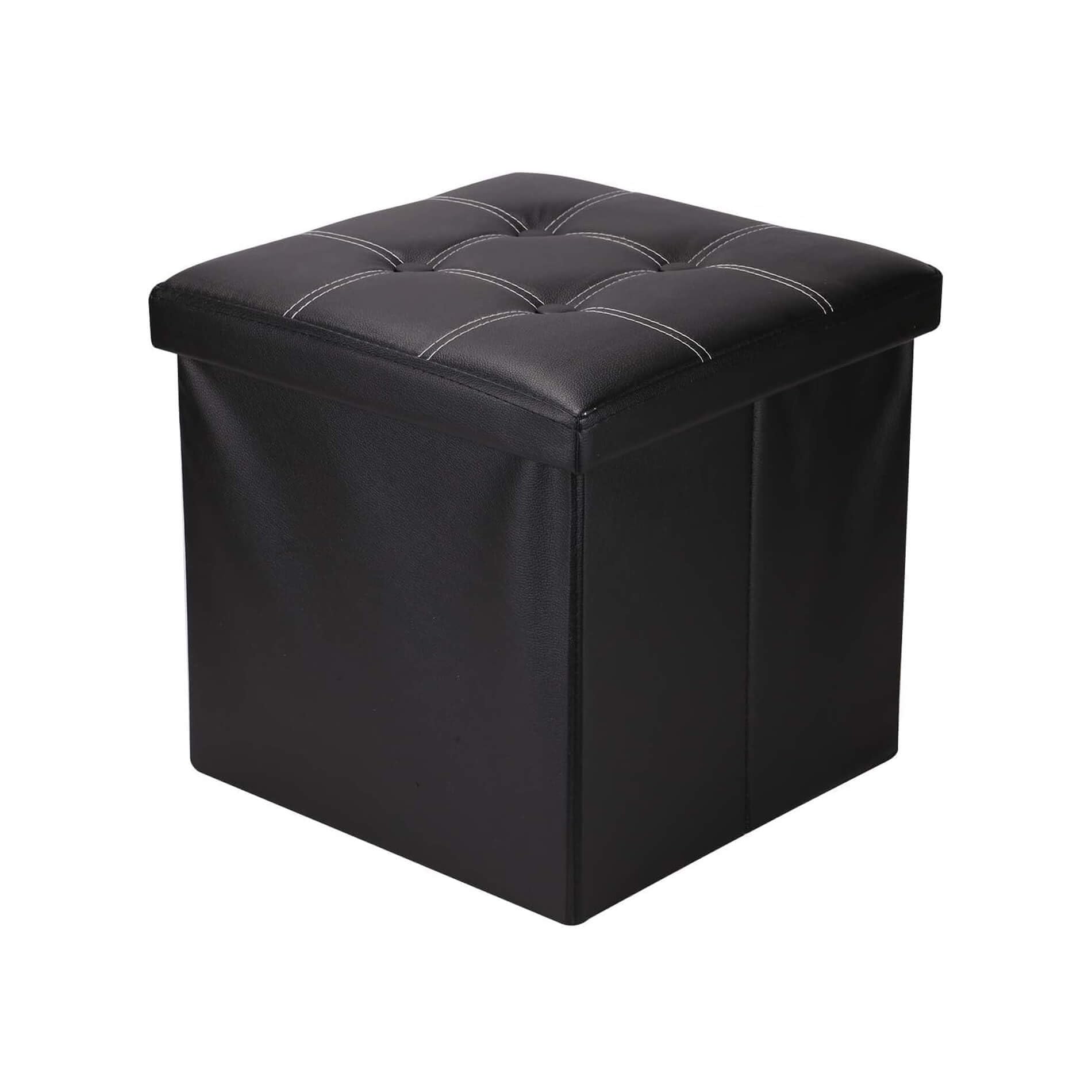 Rebecca Mobili Footstool Ottoman Beanbag Leatherette Black Modern Design Bedroom Living room - 30 x 30 x 30 cm (H x W x D) - Art. RE4257