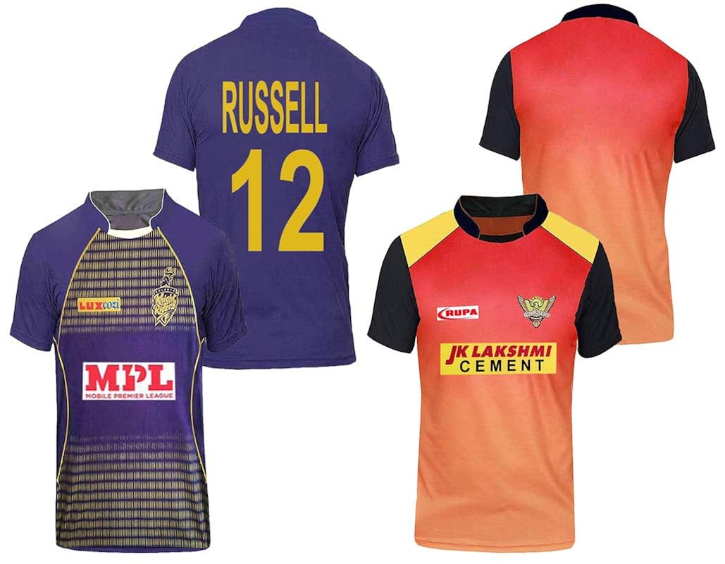 Buy RJM kkr Jersey 2021 ipl and srh Jersey 2020 ipl for Kids & Mens Pack of 2 (Medium 38) at 