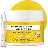 VALITIC Turmeric Kojic Acid Cleansing Pads - Exfoliating Dark Spot Remover for Face with Vitamin C, Alpha Arbutin, Niacinamide and Retinol - Kojic Acid And Turmeric Cleansing Pads - 60 Units