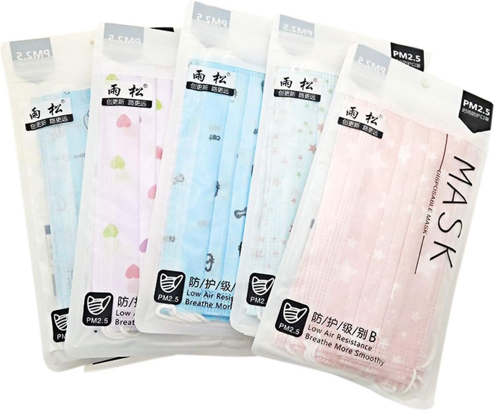 10pcs Disposable dust mask, Cute Cartoon Floral Print 3-Layer Non-Woven Surgical Ear Mounted Muffle Respirator, Random Color Random Pattern one Size