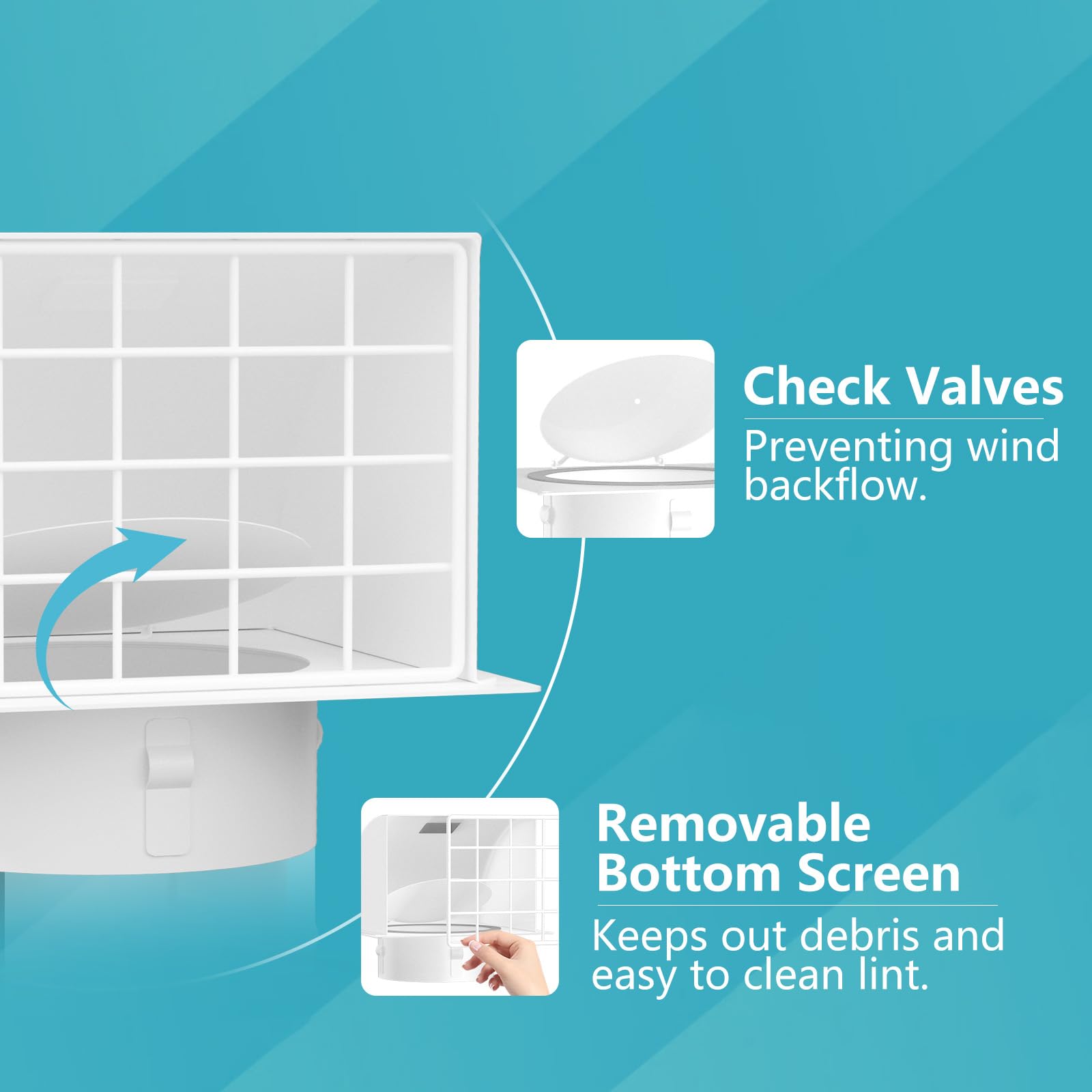 4 Inch Dryer Vent Cover Outside, HG Power Metal Exterior Vent Cover with Removable Screen & Cushioned Non-Return Flap, Air Wall Vent for House, Range Hood, AC, Opening Diameter: 3.81