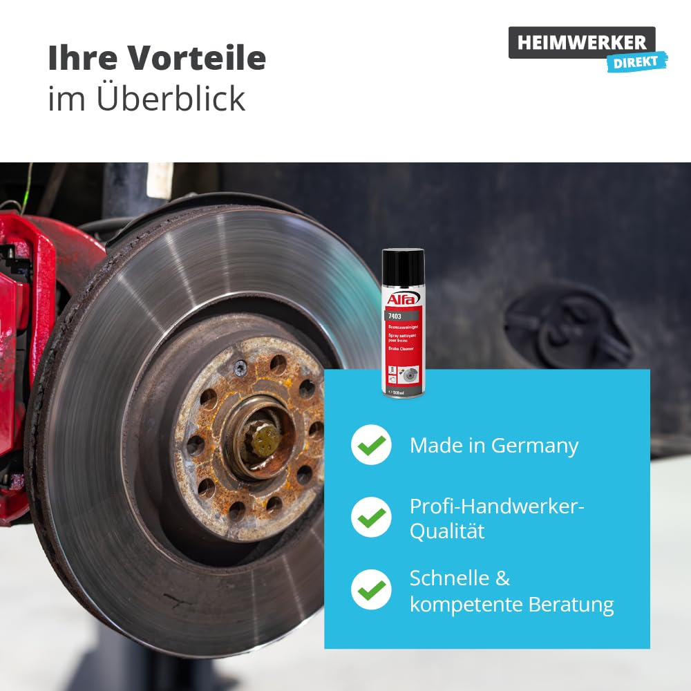 Alfa 1x Bremsenreiniger 500 ml Profi-Qualität Premium-Reiniger Bremsen Spray kraftvoll rückstandsfrei gegen Öle Fette Harze - Made in Germany 5