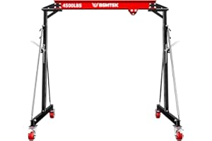 BSMTEK 2 Ton Gantry Crane 5000lbs Capacity, 2025 Upgraded Adjustable Height (8.53-12.47 FT), Width (9.06 FT), Steel I-Beam Construction, Portable Shop Hoist for Factories, Warehouses, Auto Repair, Red