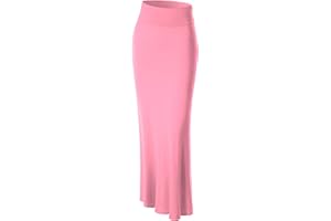 Made By Johnny Women's Solid Basic Lightweight Floor Length Flare Long Maxi Lounge Skirt (S~3XL)