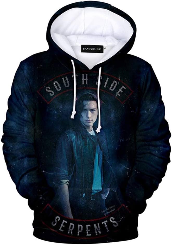 Women's 3D Riverdale Southside Serpents Jughead Print Hoodie Long Sleeve Pullover Sweatshirt