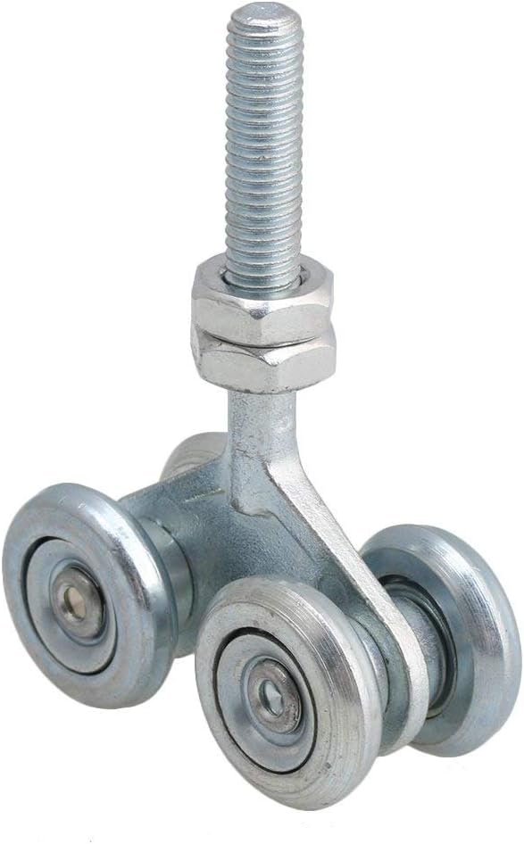 Dia 24mm Steel Double Wheel Rail Hanging Trolley Silver Sliding Track