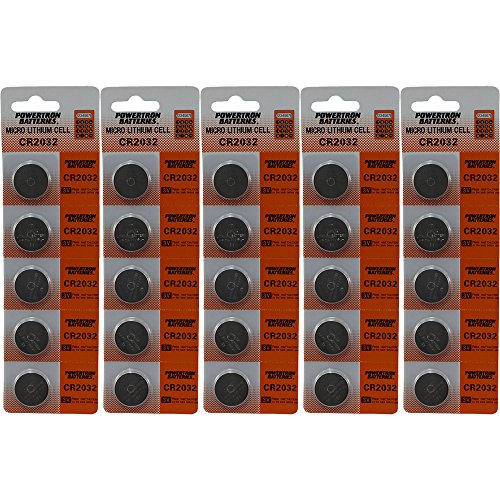 25 CR2032 Powertron Lithium 3V Batteries Size CR2032 RETAIL PACK 5 PER PACK 