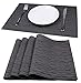 Mint Cook Washable Reversible Heat-resistant Placemats for Dining Table, Gray Bamboo Shape, Set of 4
